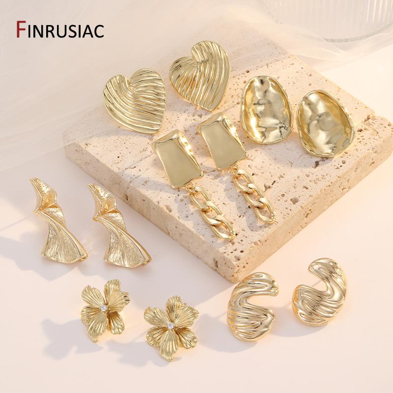 Fashion 14K Gold Plated Metal Irregular Stud Earrings for Women Exaggerated Large Geometric Statement Earrings Party Jewelry