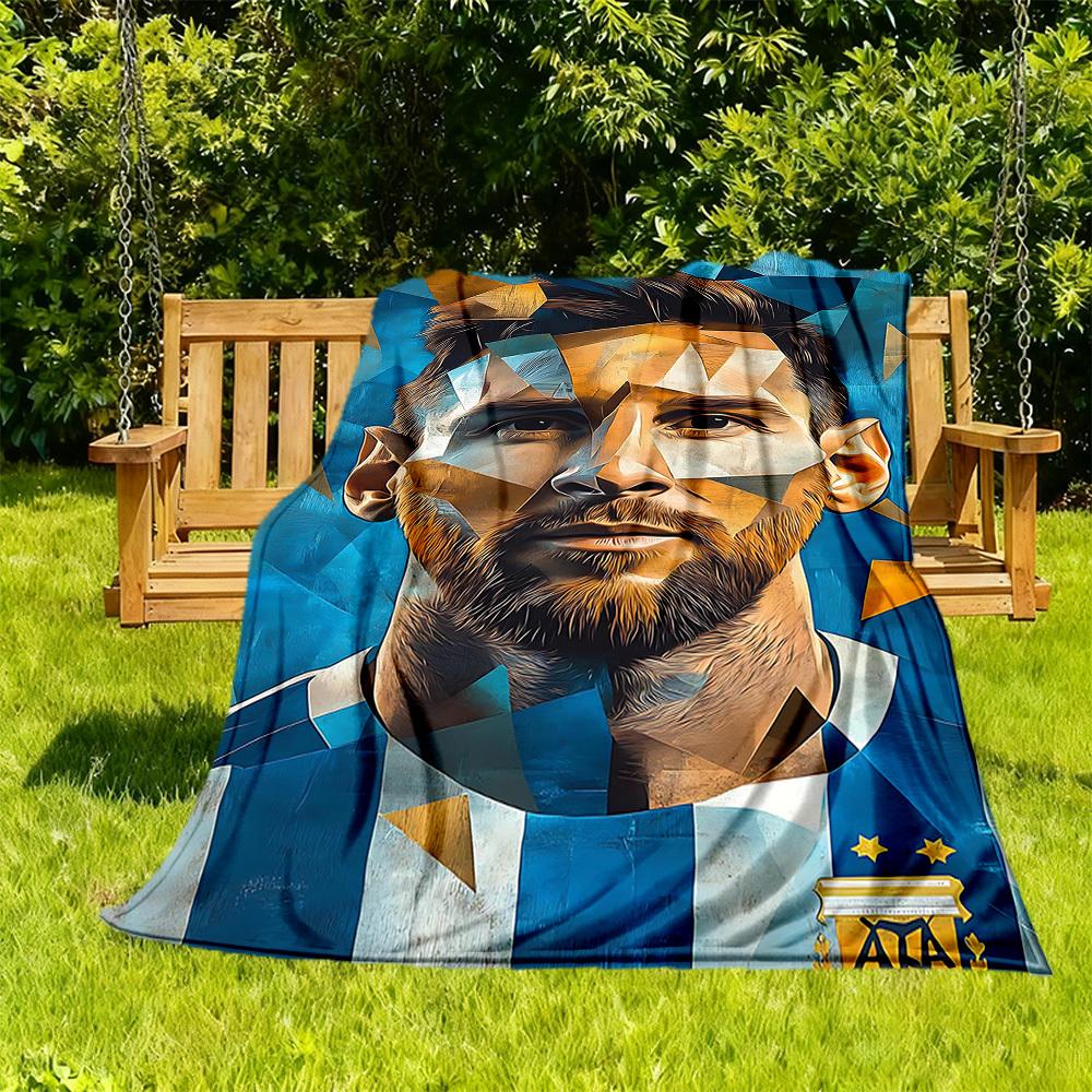 1pc Argentina Messi Outdoor Blanket Lightweight Flannel, Soft & Warm, All-Season Use for Sofa, Outdoor, Camping, Living Room, Office002