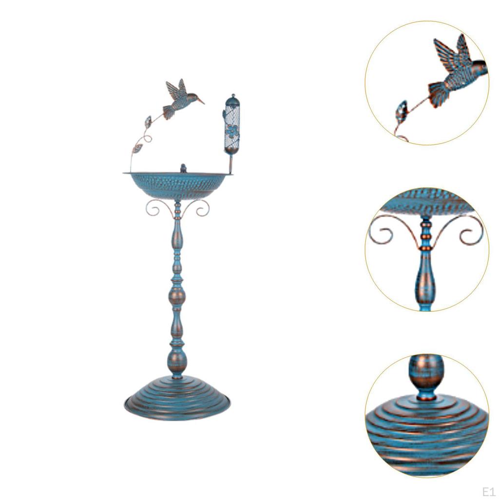 Metal Bird Bath Birdfeeder Water Bowl Feeder Stand Rustproof with Statue Pedestal for Backyard