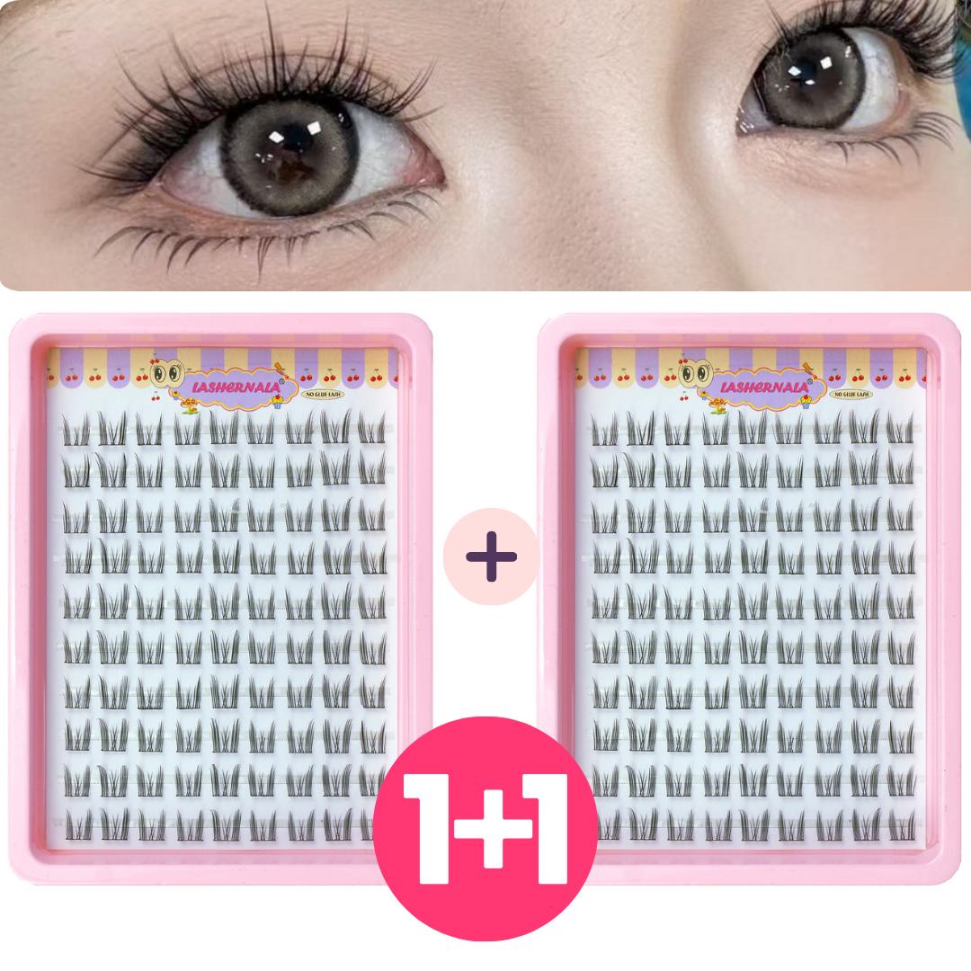 

1+1 Lashernala 180-strand eyelash extensions, no-glue eyelashes, eyebrow extensions, strand eyelashes 1 set (90 strands 1+1)