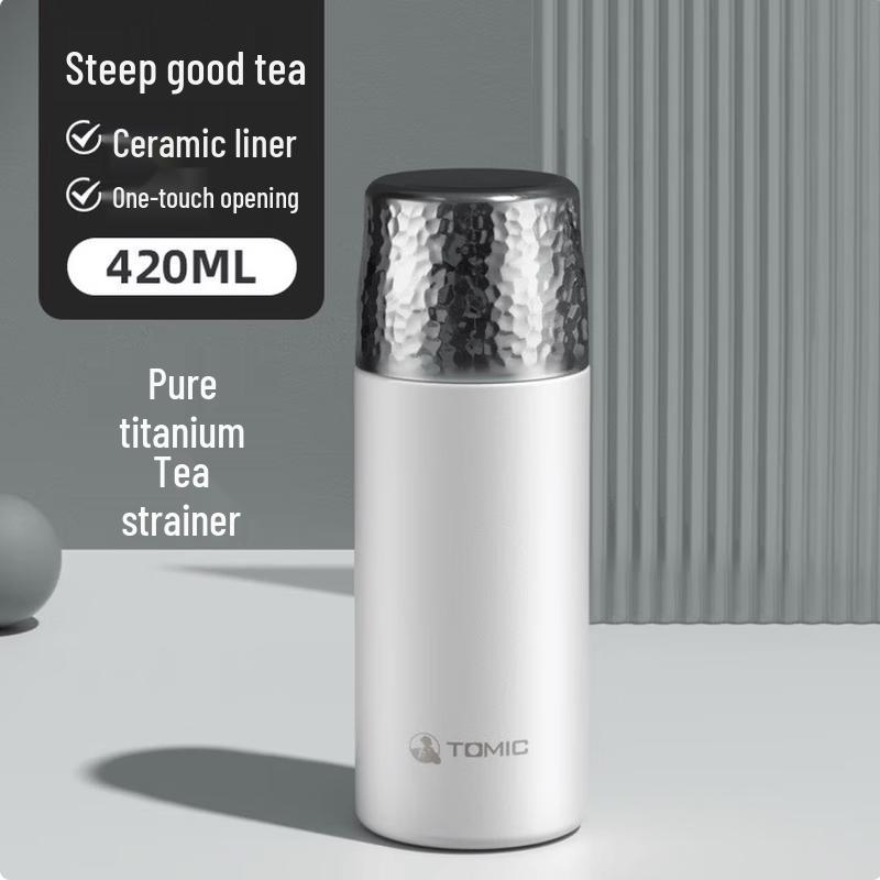 TOMIC Ceramic Lined Insulated Mug with Titanium Tea Infuser