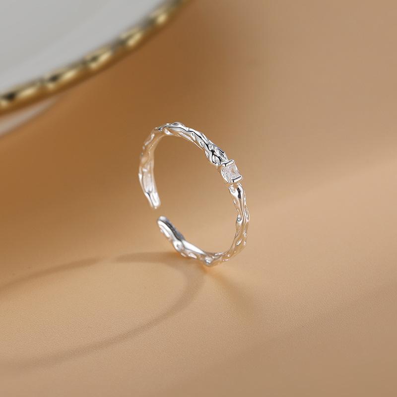 Design Sense Open Plain Ring Ring Women'S Simple Super Square Diamond Candy Paper Index Finger Ring Trendy And Fashionable