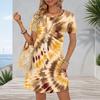 Women Plus Size Round Neck Short Sleeve A Line Printed Casual Dress