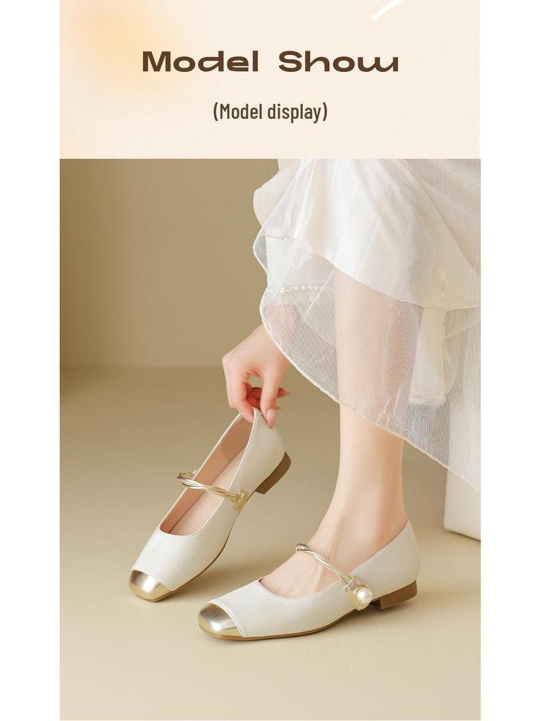 Augusden Women's 2025 Mary Jane Summer Shoes: Beautiful, Skirt-Friendly, Shallow Mouth, Leather Commuting Flats