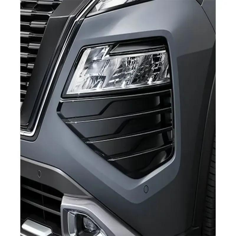 For Nissan Rogue X-Trail T33 ABS Glossy Black Front Bumper Fog Daytime Running Light foglamp Round Grille Trims Cover
