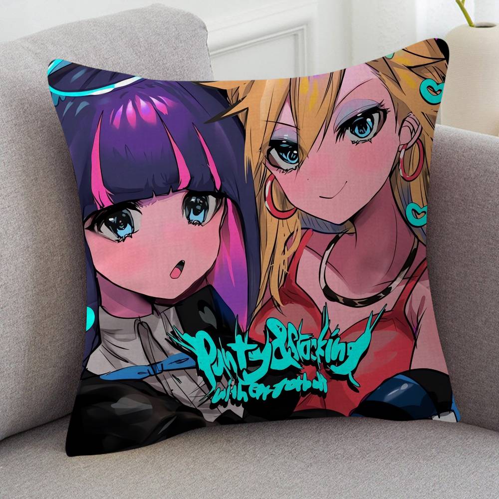 Anime Panty And Stocking With Garterbelt Soft Comfortable Pillow Case Cartoon For Sofa Office Retro Decor Protective Cover