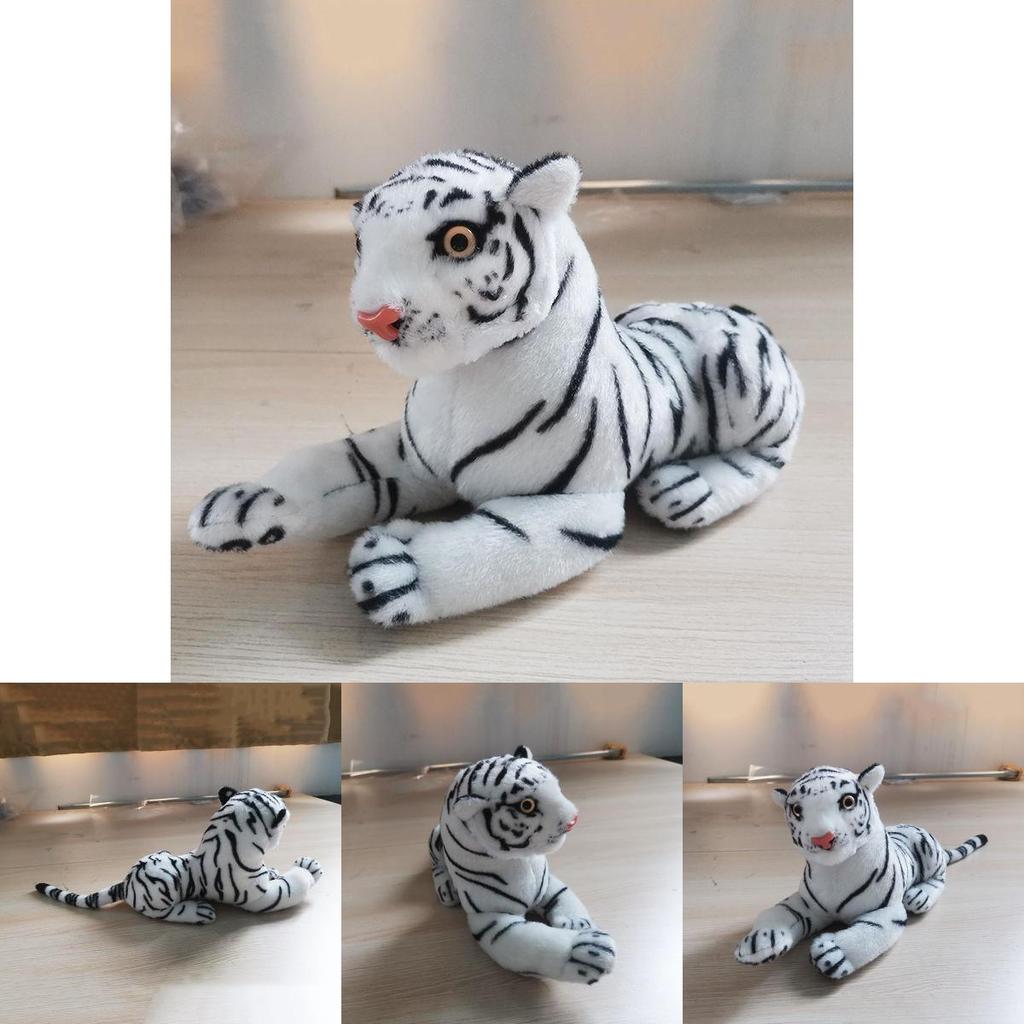 Large Realistic White Tiger Plush Animal 30cm Hairy Stuffed Toy Perfect For Kids