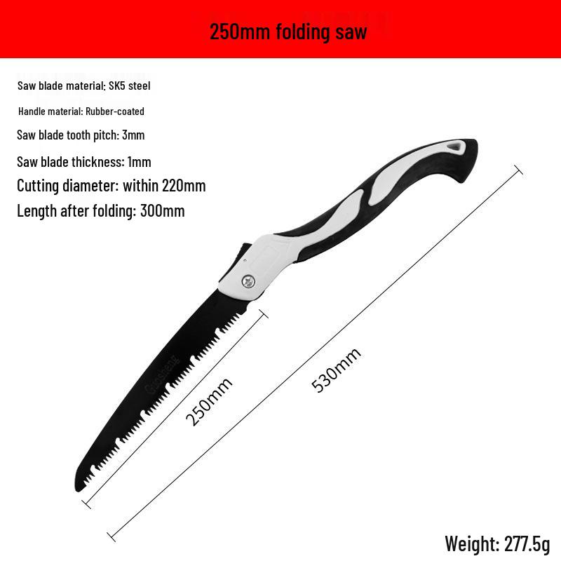 Folding Handheld Outdoor Saw with Teflon Blade for Wood, Garden, and Fruit Trees - High Branch Logging Tool