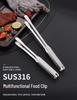 316L Stainless Steel Tongs for Food, BBQ, Steak, and Buffet