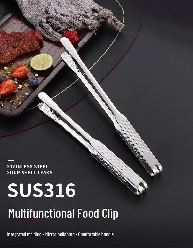 316L Stainless Steel Tongs for Food, BBQ, Steak, and Buffet