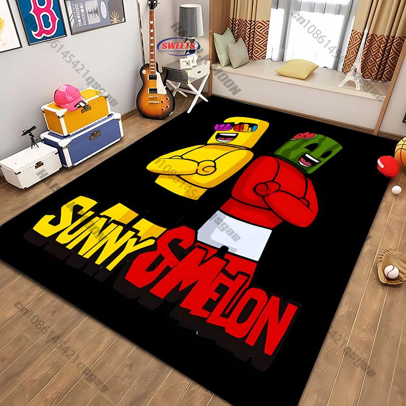 Funny S Sunny and Mel0n Pattern Carpet Rug for Living Room Bedroom,Office Areas,large Decora Mat, Durable Machine Washable Mat