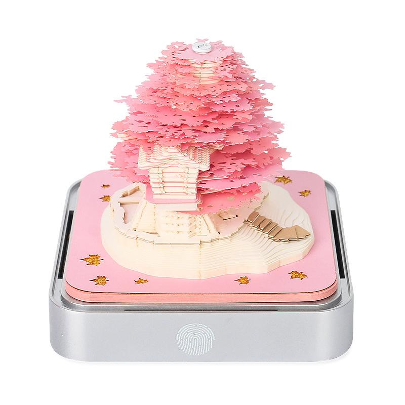 Time Piece Calendar 2026 Desk Calendar With Led Light 3D Tear-Away Calendar Paper Carving Art Memo Pad Notepad Gift Christmas