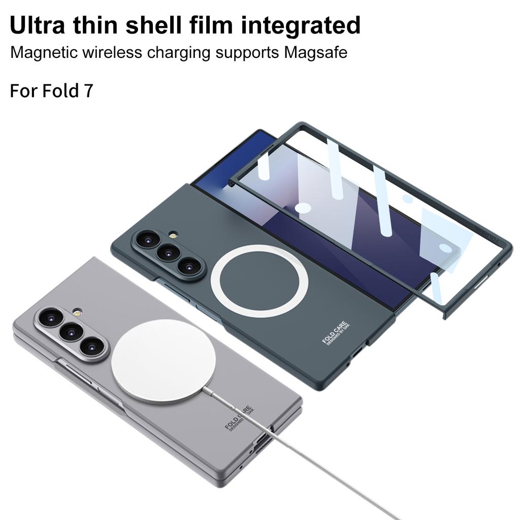 Ultrathin Magnetic Case For Samsung Galaxy Z Fold 7 With Clear Tempered Glass Screen Protector