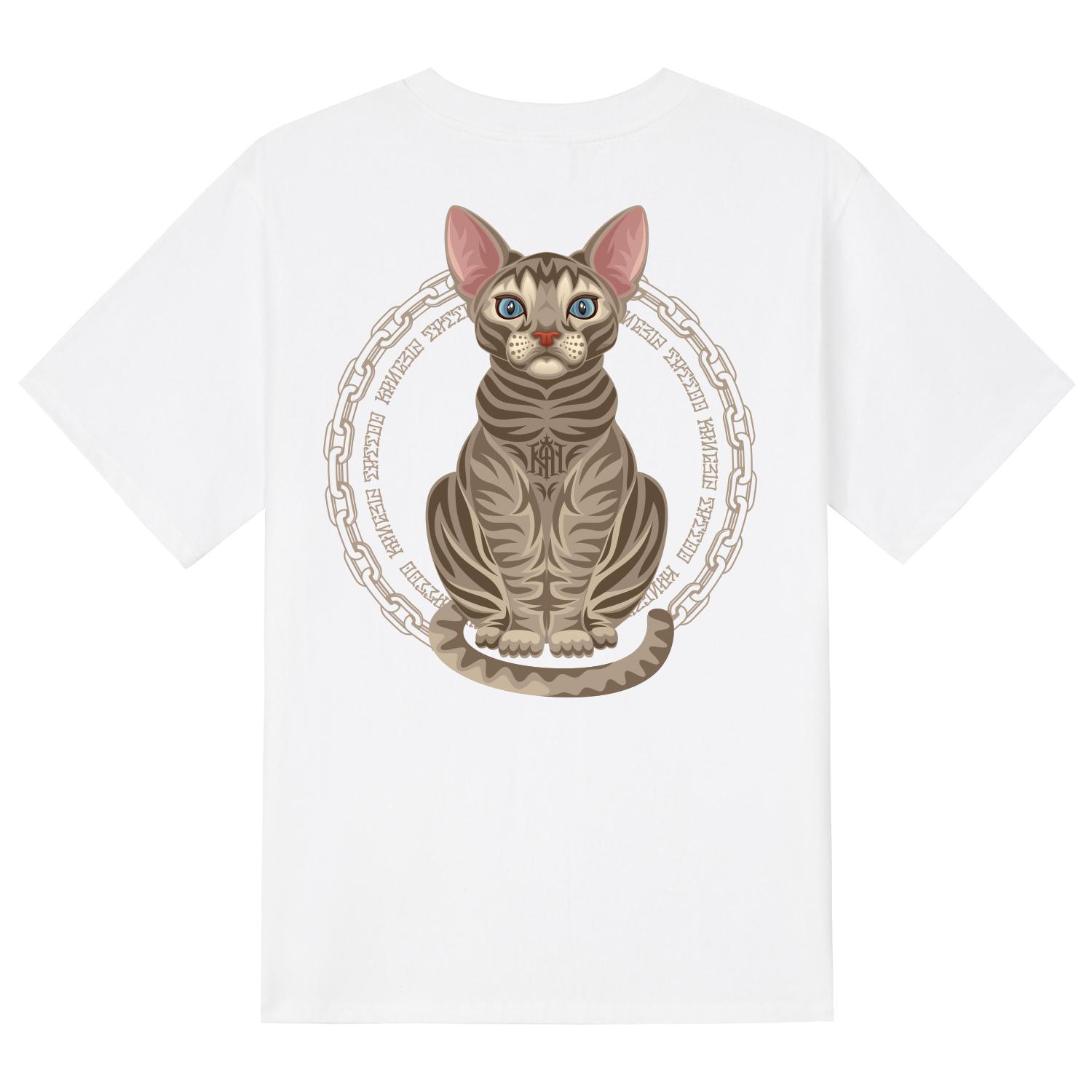 Khan 6312 Ktw0051 Sphinx Cat Short Sleeve T-Shirt - White White/S