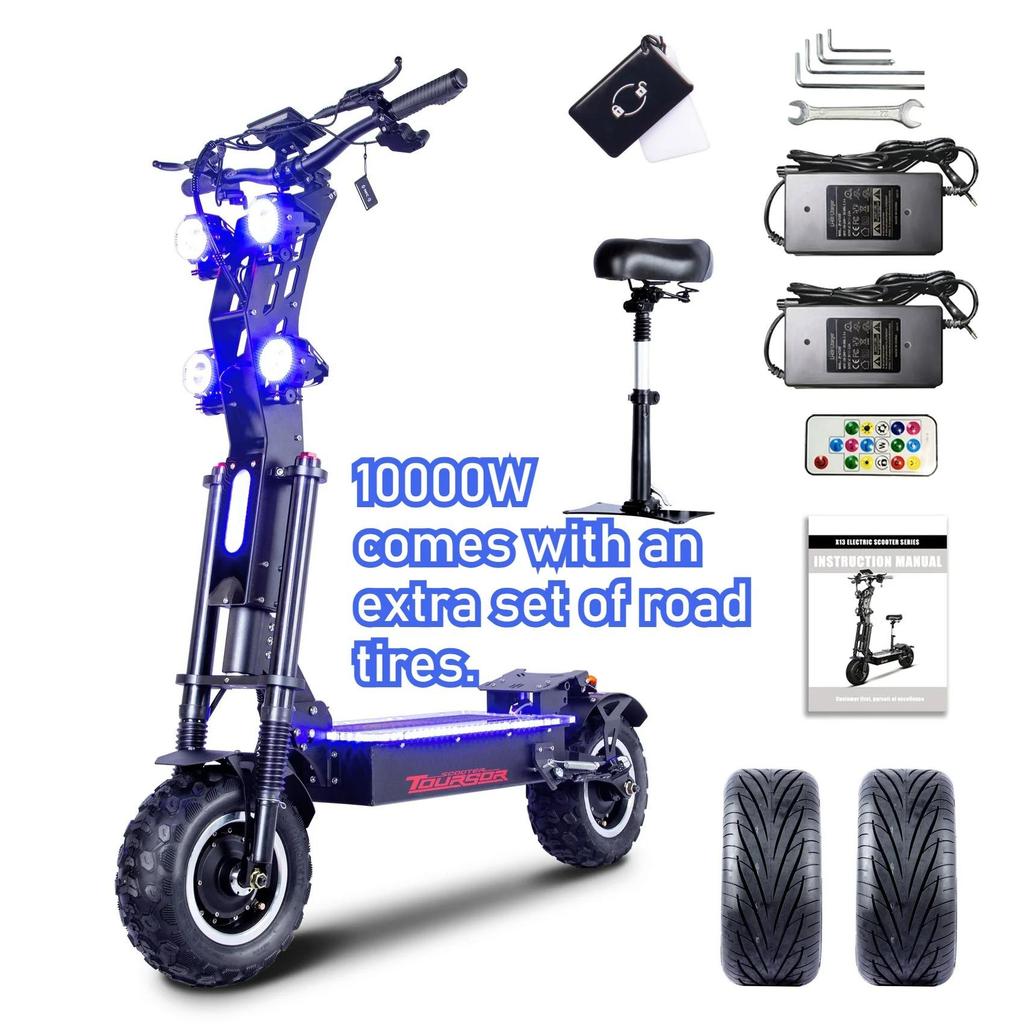 Upgraded Al-Alloy NFC Electric Scooter Smart Control 72V 50A 10000W 13 Inch Off-road/City Tyre Speed 120KM/H Elektro Scooter