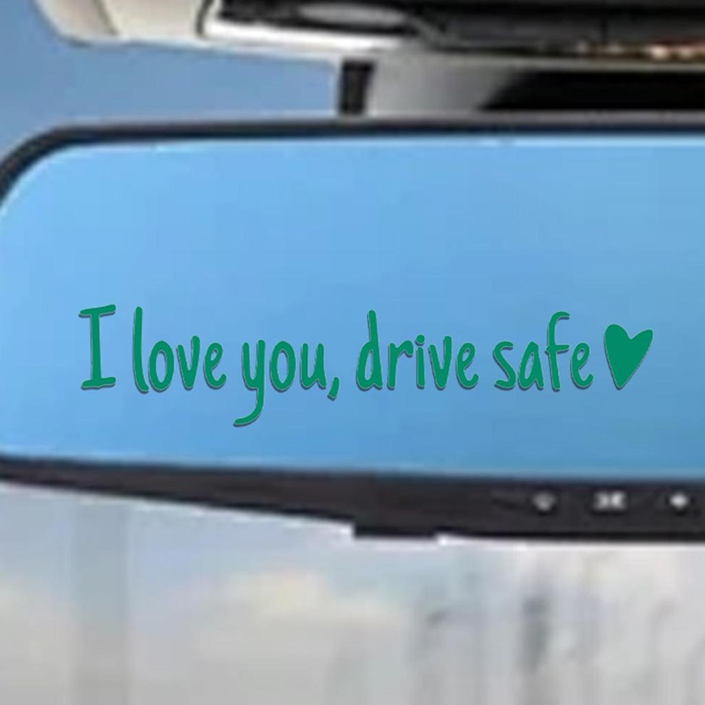 I Love You, Drive Safe Rearview Mirror Decal Heart-shaped Safety Reminder Durable Vinyl Car Decal Sticker For Women Drivers