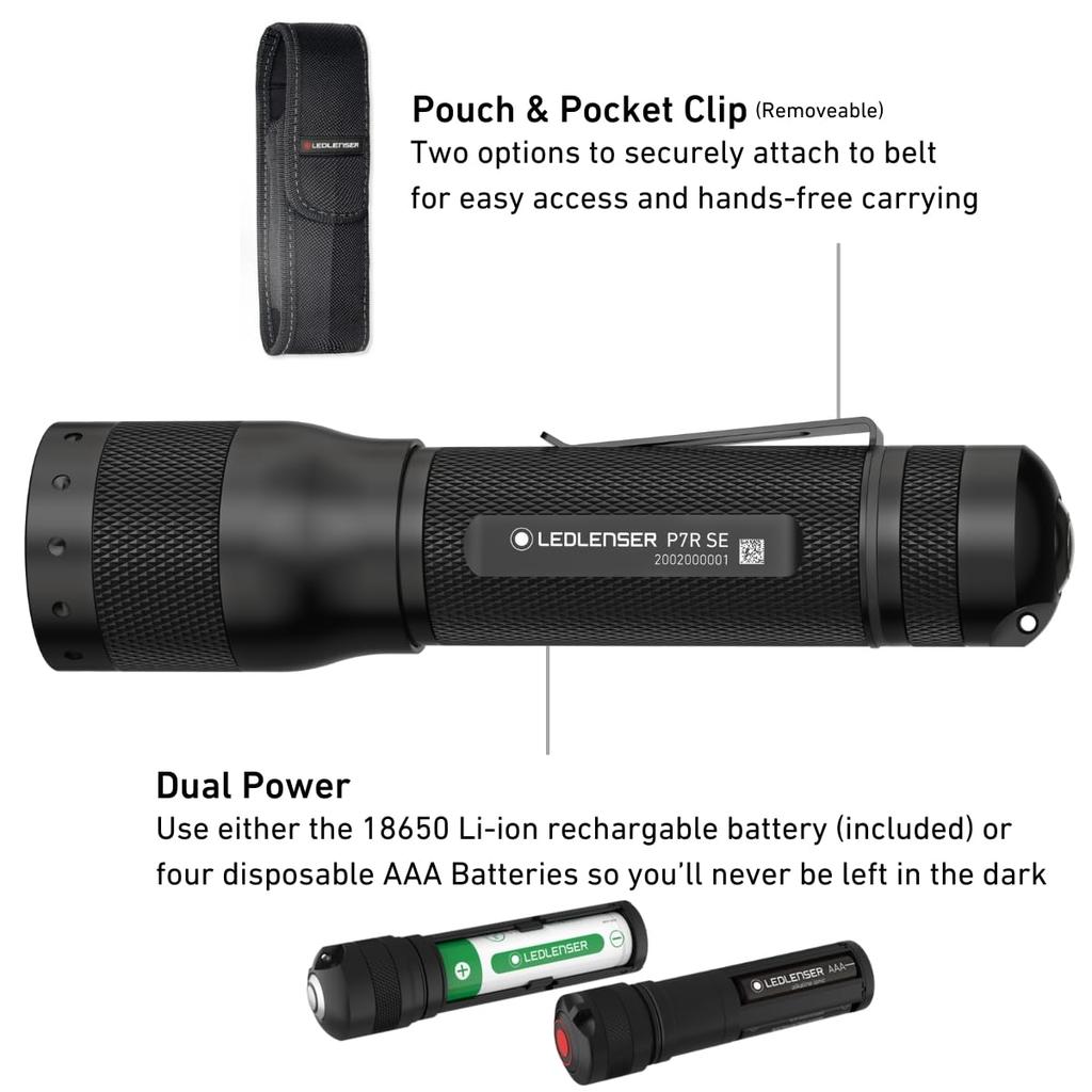 Ledlenser P7R SE Handheld or Dry Cell Up To 1100 Includes a Luxury Gift Warranty with German Brand Flashlight, Rechargeable, Battery-Powered,