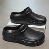 Men's Summer Black Non-Slip, Breathable, Waterproof, Oil-Proof Kitchen Work Slippers with Thick Soles
