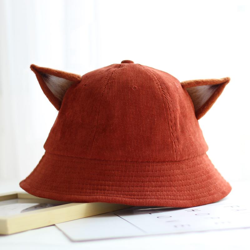 Summer Fox Ears Sunscreen Bucket Hat Simple Fisherman Hat Women Girl Fashion Basin Hat Sun Hat Wholesale