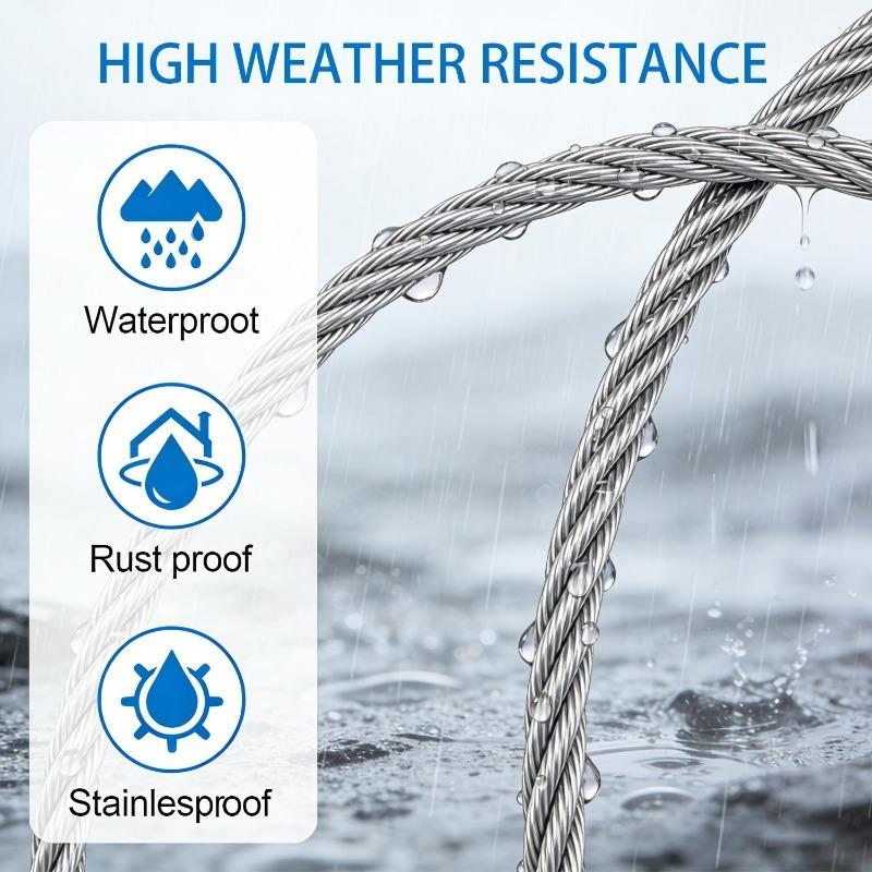 Stainless Steel Wire Rope Heavy Duty Garden Wire Cable Balcony Railing Farm Fence Tent Canopy Wire Rope Backyard Zipline Cable