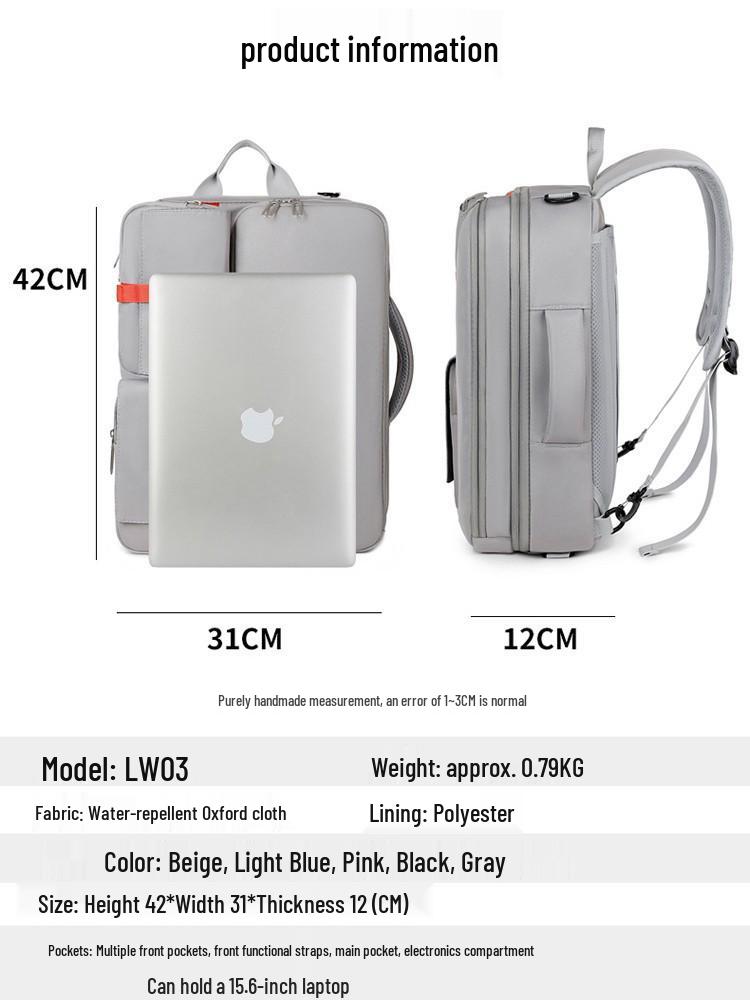 Versatile Water-Resistant Leather Travel Backpack with Large Capacity and Laptop Compartment