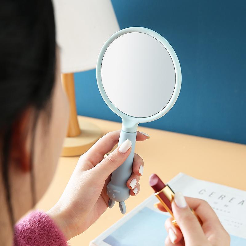 Cartoon handheld makeup mirror creative handle mirror beauty mirror portable round small mirror