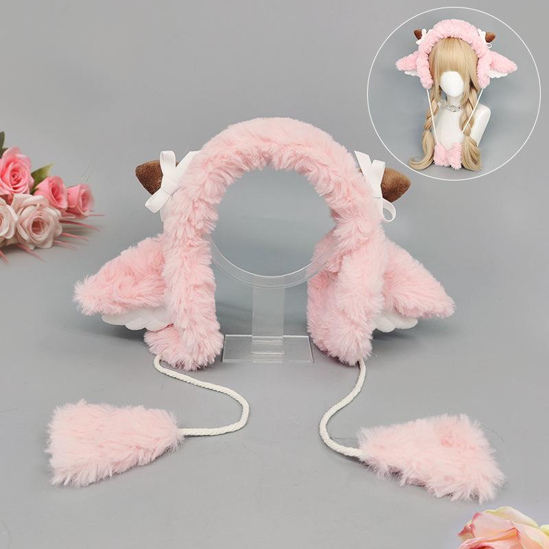 Sweet wind, cute little cashmere headband, earmuffs, warm ears in autumn and winter, earmuffs, horns, cold protection in winter, earmuffs