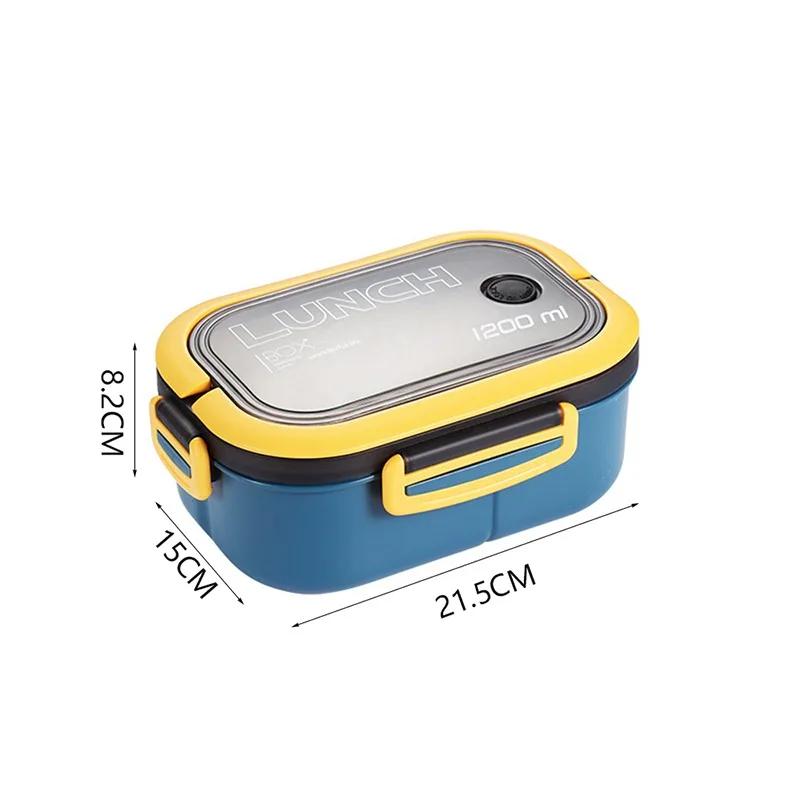 1pc Bento Box Lunch Box Double Layered Lunch Box With Spoon & Fork High Capacity Food Containers Leakproof Eco-Friendly BPA