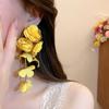 Sommer Chiffon Blumen Quasten Ohrringe für Frauen Urlaubsstil Übertrieben Süße Hängeohrringe Schmuck Accessoires Geschenke