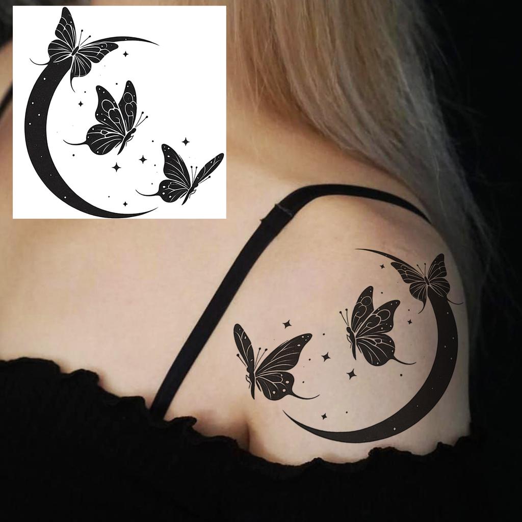 1 Sheet Butterfly Temporary Tattoos For Women Hands Clavicle Neck, Fake Tattoo Stickers Waterproof Long Lasting Realistic Tatoos