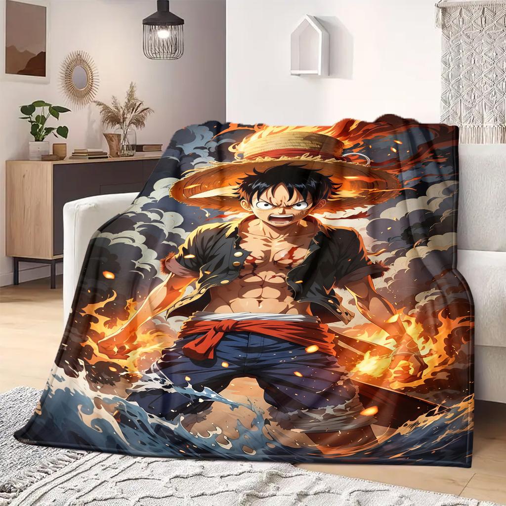 ONE PIECE Monkey D. Luffy Print Blanket Warm Comfortable Flannel Blanket Suitable for Bedrooms,Sofas, Beds,Chairs -QIAO102