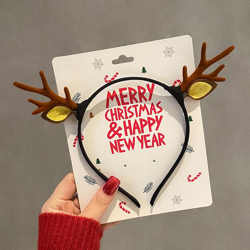 Mori Style Reindeer Antler Headband & Clips - Festive Red Hair Accessories for Women and Children
