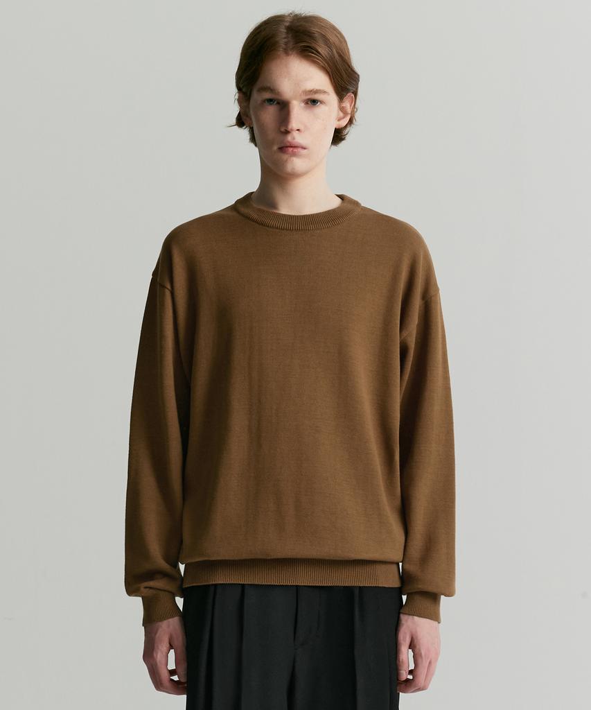 COSTUME O’CLOCK [100% Cotton] Soft Cotton Crew Neck Knit Tee. Brown Cooskt008T.Brown