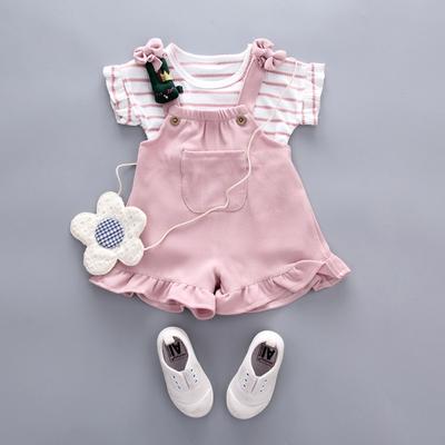 Kleinkind Baby Mädchen T-shirt + Hosenträger Shorts Kinder Kleidung Neue Mode Baby Sets Anzüge (Keine Schuhe, keine Tasche)