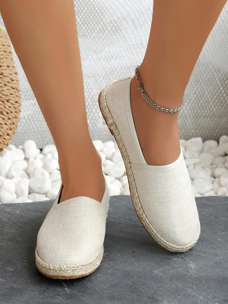 Comfortable Canvas Flat Shoes Women Breathable Non-Slip Espadrille Shoes Woman  Summer Solid Color Shallow Casual Flats