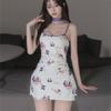 Sexy underwear printed suspender nightdress chest pad sleeveless tight skirt pure desire sexy hip skirt women
