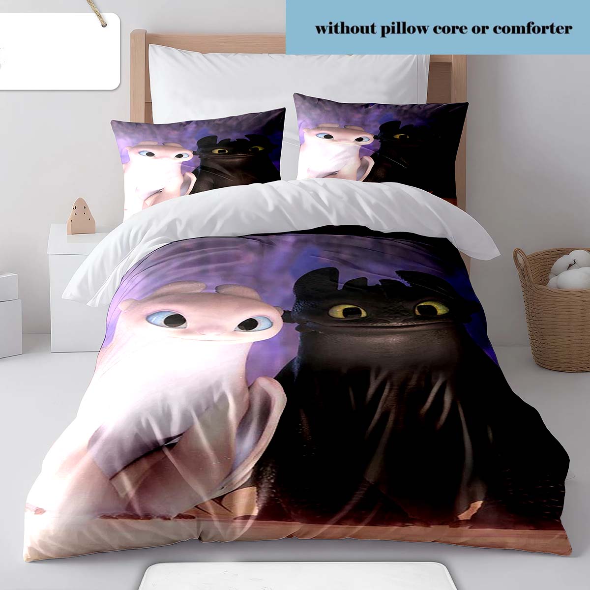Black Dragon Bedding Set Fantasy Dragon Fire Theme Duvet Cover Quilt Cover Pillowcase -QJY 135x200cm