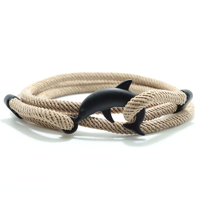 New Dolphin Bracelet Men 4mm Nylon Cord Chain Braclet Homme Bohemia Woven Adjustable Braslet Beach Leisure Accessories Pulseira