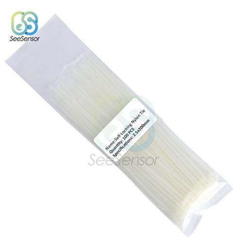 100pcs 200mm Self-locking Nylon Cable Ties 8 Inch 12 Color Plastic Wire Zip Tie 18 Lbs Binding Wrap Straps