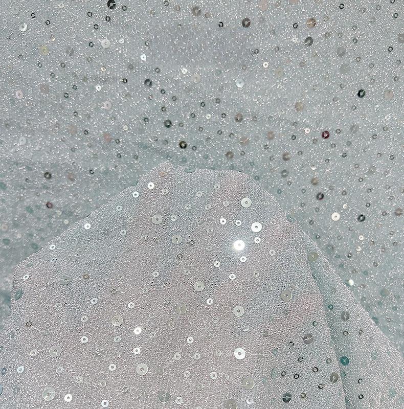 1/3/5Yard Fashion Colorful Embroidered Fabric for DIY Sewing Wedding Dress Skirt Mesh Material Shiny Sequin Embroidery