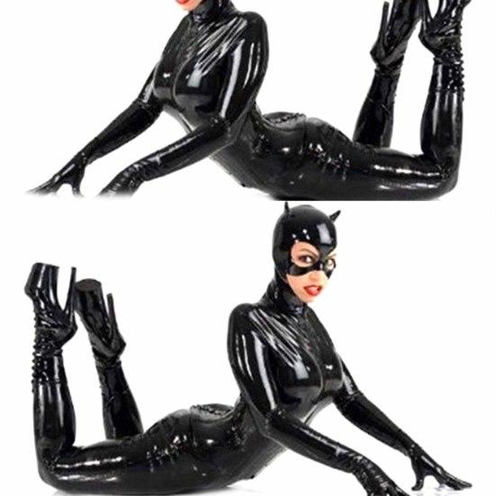 Kvinner Sexy kunstskinn Ensfarge Stretch Catsuit Bodysuits Jumpsuit Natttøy