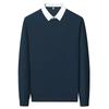 Men's Fake Two Piece Polo Shirt Casual Long Sleeve Collar T-shirt Versatile Top