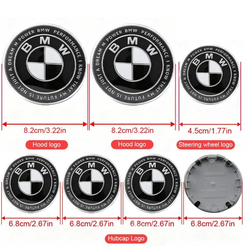 7Pcs For BMW F91 X3E83 X1E84 G60 X5E53 F12 F13 Car Front Hood Trunk Logo Hub Center Cover Steering Wheel Center Badge Stickers