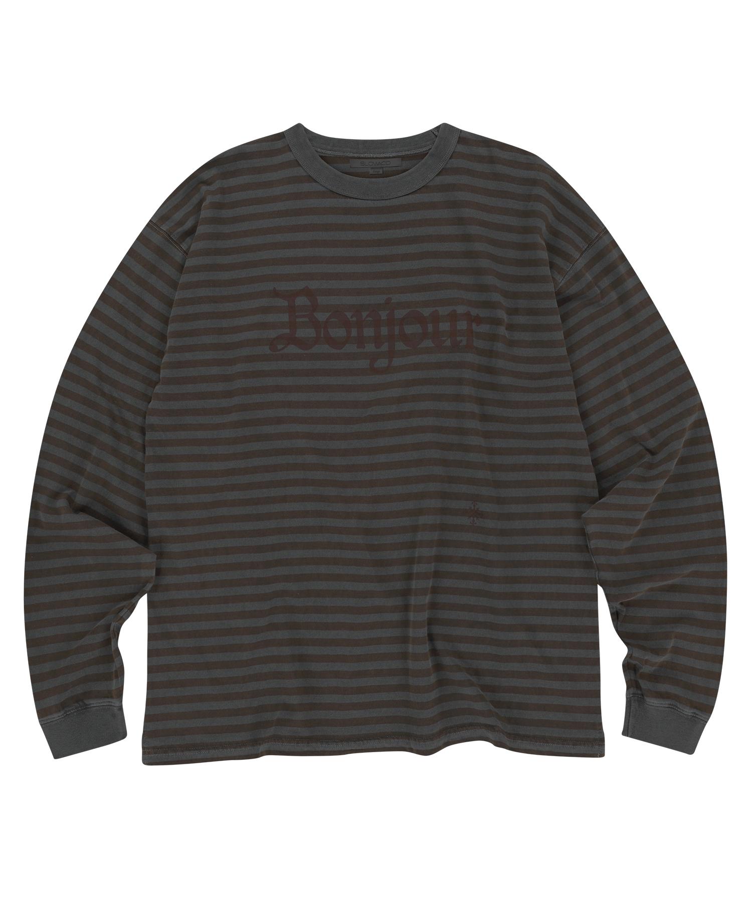 Slow Acid Pigment Vintage Stripe Long Sleeve [Brown] Brown/L