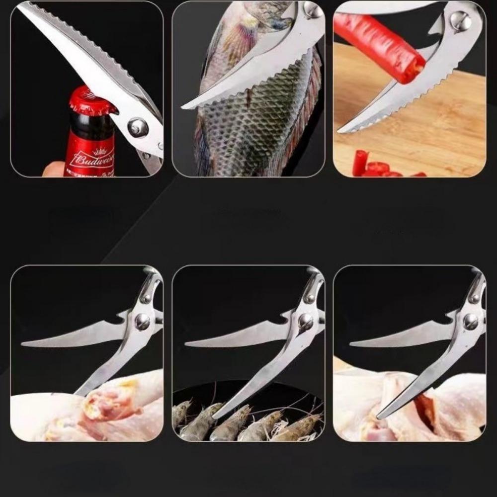 1PC Chicken Bone Kitchen Scissors Kitchen Shears Duck Fish Cutter Stainless Steel Scissors Scale Clean Cook Scissors