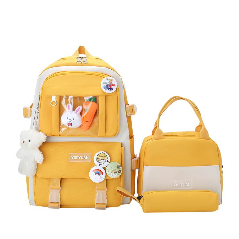 

Комплект из трех рюкзаков, школьный рюкзак с цветными блоками, женский рюкзак в стиле колледжа большой вместимости для девочек жёлтый