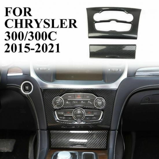 Carbon Fiber Central Control A/C Panel Cover Tirm Bezels For 2015+ Chrysler 300