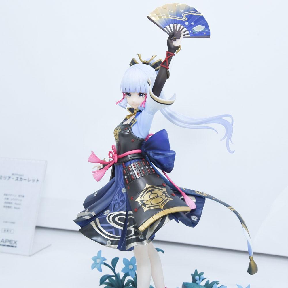 25CM Anime Game Genshin Impact Kamisato Ayaka Figure Egret Shuanghua Standing Scene Model Toy Gift Collection Action Figure