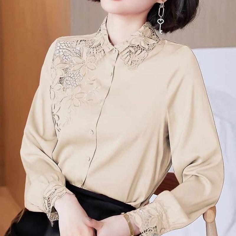 Imitation Silk Shirt Women 2022 Spring And Autumn Imitation Mulberry Long-sleeved Top Casual