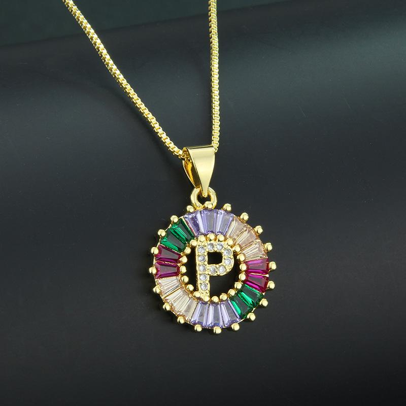 European and American simple 26 letter necklace directly from the manufacturer color zirconium English temperament pendant necklace wholesale